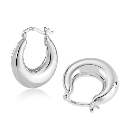 Orecchini a cerchio in argento Sterling 925, Orecchini a Cerchio Aperti Rotondi, orecchini vintage ipoallergenici a cerchi spessi in argento dorato, graziosi orecchini alla moda earrings