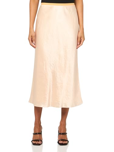 Jupe en satin Vince pour femme avec ceinture de couleur contrastante