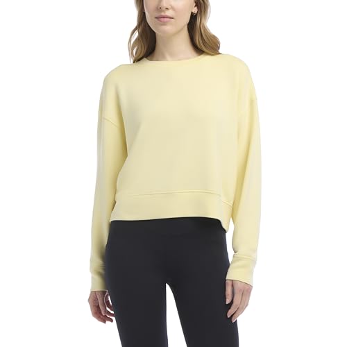 Danskin Womens Cropped Luxe Crew Neck Sweatshirt