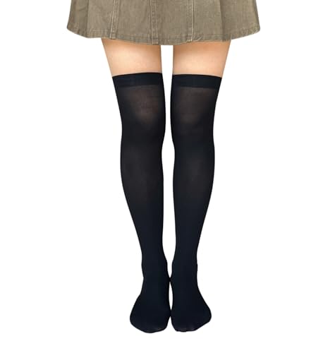 Image of Women's Opaque Stretchy Nylon Over Knee Thigh High Stockings Costume Socks
