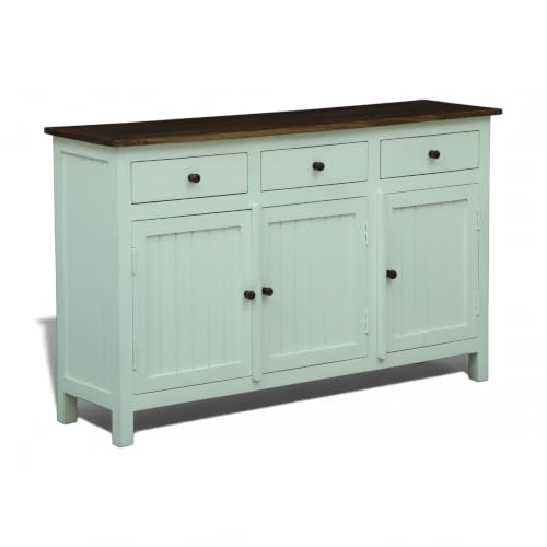 Image of Solid Wood Madrid Sideboard with 3 Drawers| Sideboard Cabinet (M) | Finish Premium Pearl White