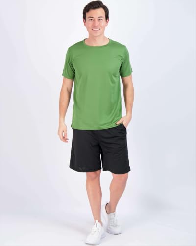 Image of Real Essentials 5 Pack: Men's Mesh Performance Quick Dry Tech Stretch Ultra-Soft Breathable Short Sleeve Crew Active T-Shirt | Available In Big & Tall, Moisture Wicking, Quick Dry, Cooling, Summer, Casual, Basketball, Tennis, Hiking, Yoga, Tops