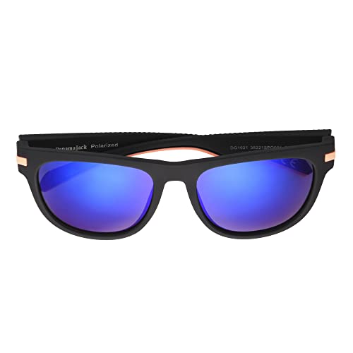 Panama Jack Men's Polarized Blue-Purple Mirror Square Sunglasses, Black, 542