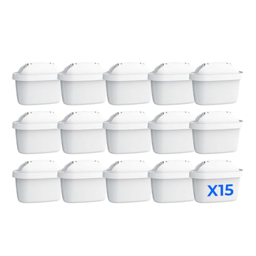 Waterdrop Lot de 15 cartouches filtrantes à eau de rechange pour Maxtra+® Plus, Pro tout-en-1, compatibles avec carafe Brita® Marella®, bouilloire,...