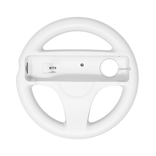 Old Skool Racing Wheel Compatible with Nintendo Wii, Wii U Compatible with Mario Kart - White