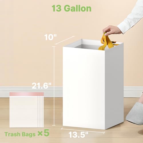 Magicheap 4 Pack Extra Large Disposable Trash Cans, Reusable Portable Garbage Can, 13 Gallon (21.6\" H x 13.5\" W x 10\" D), Extra Thick Recycled Cardboard Portable Garbage Can and Recycling Bins,White - Thumbnail 2
