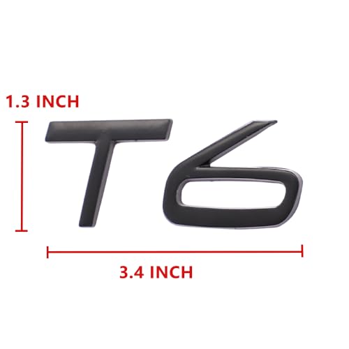 Image of T6 Emblem 3D Metal Badge Car Hood Truck Door Side Fender Rear Trunk Emblem Sticker Decals for Volvo XC60 S60 V60 Polester (Black)