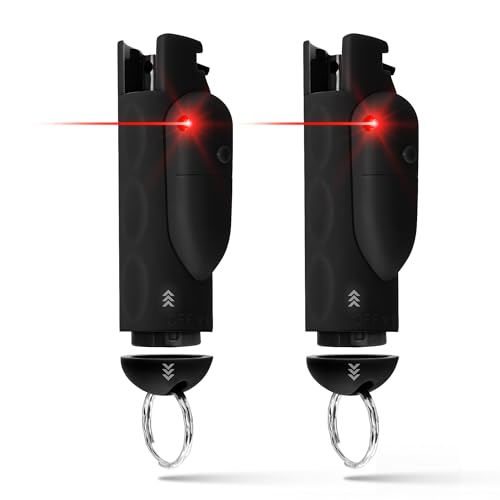 Guard Dog Security AccuFire 2 – Laser Sight Pepper Spray Self Defense – 20% Smaller – Instant Release – 16 Feet Safety Range – Maximum Strength – Finger Grips – Soft Touch Body
