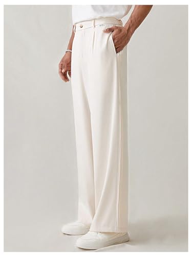 OYOANGLE Men's Business Casual Dress Pants Zipper Fly Straight Leg Trousers Dressy Slacks with Pocket3