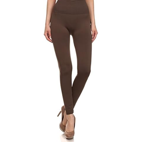 WHITE APPAREL 2ND Date Women's Tummy Tuck High Waisted Fleece Leggings Olive Cover