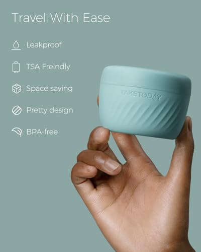 Image of TakeToday Travel Containers for Toiletries, 3oz, 4 Pack, Grey | Air Travel Leak-Proof, TSA Approved, Silicone Jars with Lid, for Cosmetics & Toiletries