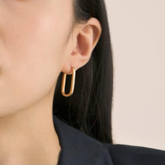 Miniatura 4 de Aretes de aro chapados en oro de 14 quilates, chapados en oro de 14 quilates, aretes colgantes de oro grueso, ligeros, hipoalergénicos, joyería para