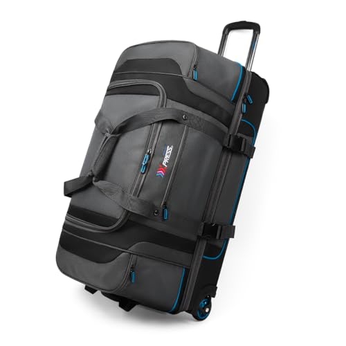 30''Extra Large Rolling Duffle Bag with Wheels w/Handle,Big Expandable Travel Duffle Bag for Men Wome,2 Layers of Space, Multiple Interior and Exterior Pockets#TBL-074,Blue