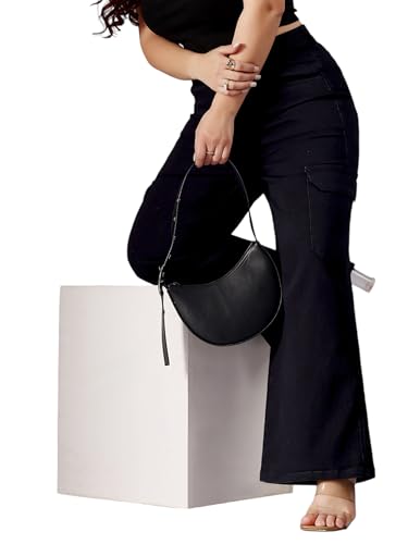 Image of Miss Chase A+ Women's High Rise Regular-Length Stretchable Denim Wide-Leg Shaping Jeans