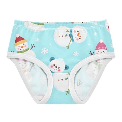Snowman Christmas Pattern Girls' Panties Comfort Color for Young Girls in Sizes 2T,3T, 4T, 5T, 6Y and 8Y