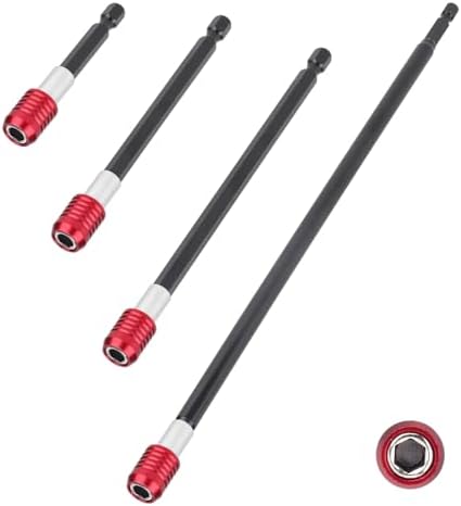 4pcs Drill Bit Extension Set, 1/4 Inch Hex Shank Magnetic Bit Holder for Impact Driver Cordless Drill Electric Screwdriver (2/4/6/12 Inch)
