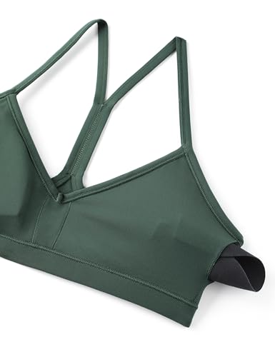 Image of CRZ YOGA Butterluxe Ruched Sports Bras | Light Support, Removable Pads, Yoga, Extremely Soft, Y Back, V Neck, Spaghetti Straps, for Women