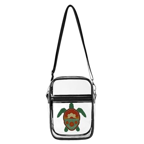 Honolulu Turtle Clear Crossbody Bag Stadium Bag Adjustable Side Shoulder Bags Messenger Bag with 2 Compartments