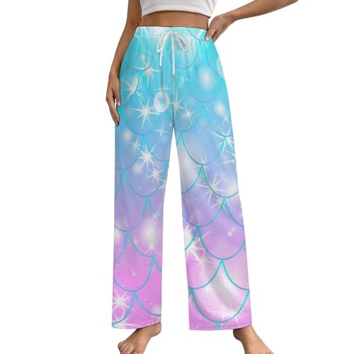 Bas de pyjama femme à poches imprimé sirène vêtement de nuit