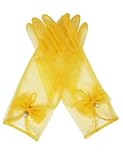 QRBTSCL Women's Bow Tea Party Gloves Sheer Gloves Elegant Mesh Short Gloves Wedding Bridesmaids Prom Evening Opera Gloves Yellow