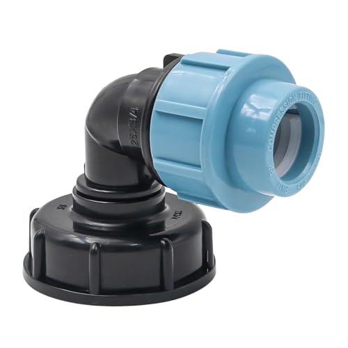 Tiardey Tank Thread Connector, 25mm Water Pipe Fittings Elbow Outlet S60x6 Adapter Made for Home Garden and Backyard Use