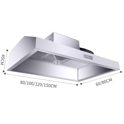 Commercial Stainless Steel Kitchen Restaurant Duty Exhaust Hood Range Hood for Kitchen Large Suction Top Wall-Mounted Household Exhaust Hoods (Color : 120 * 80 * 45, Size : 880W)