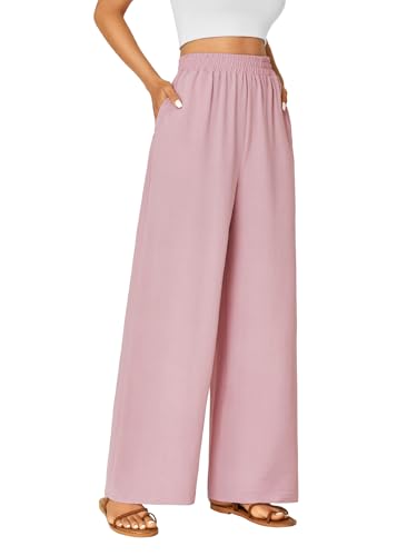 LYANER Women's High Waisted Palazzo Pants Casual Wide Leg Lounge Pant with Pockets for Beach Travel Vacation4