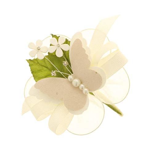 6 PEZZI SOAVE FARFALLA CREMA fiore articiale con 5...