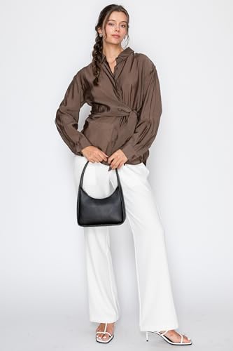 Image of Small Minimalist Shoulder Bag for Women, Faux Leather Underarm Purse, Chic Top Handle Handbag for Everyday