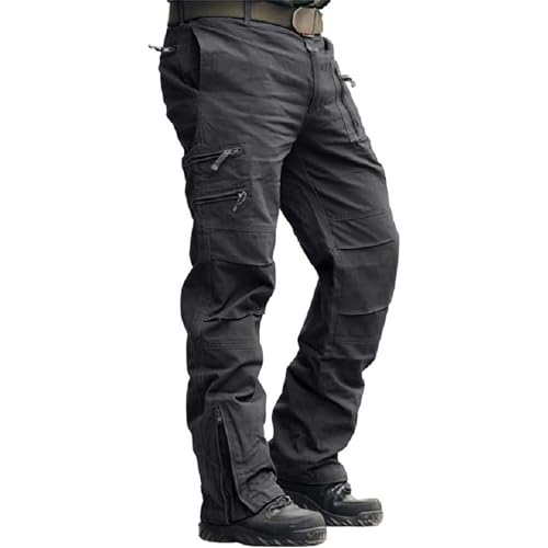 Baggy Cargo Pants for Men, Casual Stretch Elastic Drawstring Parachute Pants, Loose Fit Outdoor Joggers with Multi Pockets