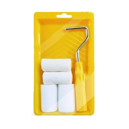 ミニペイントローラー ペンキ ローラー セット 小さい ペンキ塗るローラー 塗装ペイントツールブラシ行き止まりなしスポンジローラーブラシ 刷毛 塗装用ローラー ミニローラー スモールローラー 小型ペイントローラートレイセット (A)