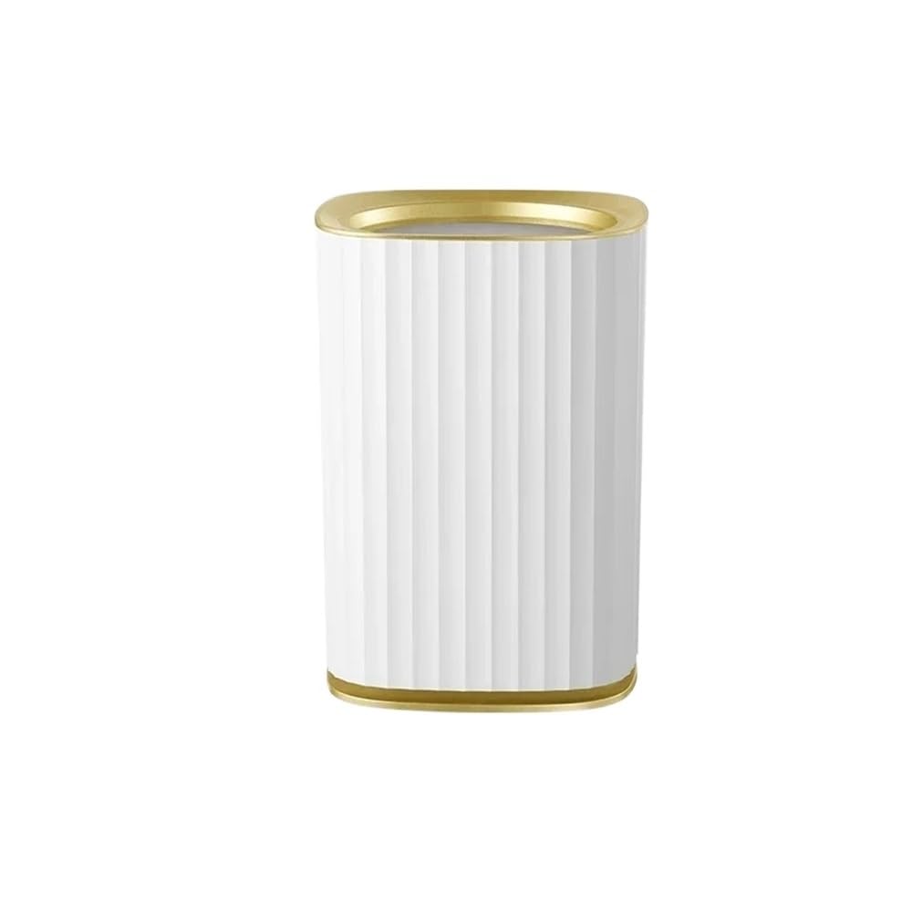Waste Paper Basket Küchen-Mülleimer for Badezimmer, Schlafzimmer, Wohnzimmer, Büro, weiß mit goldenem Rand, Büro-Papierkorb, Mülleimer(15 L)