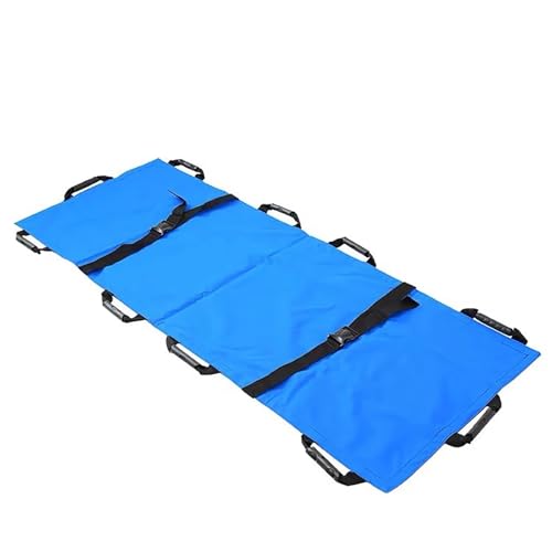 簡易担架 2つ折り、折りたたみ式医療用ストレッチャー、10個のハンドルとハンドタッシェ付き、159kgの荷重、緊急救助、病院、アウトドアスポーツの怪我の移送用(Blue)