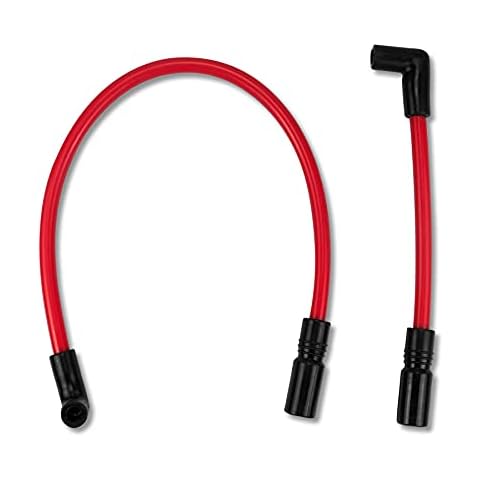 Tavaski 10.4mm 10mm Spark Plug Wire Kit Fit for Harley Davidson Big Twin 1999-2019 FXD Dyna Softail, Replace DYNA-409RD - Red Silicone Cover