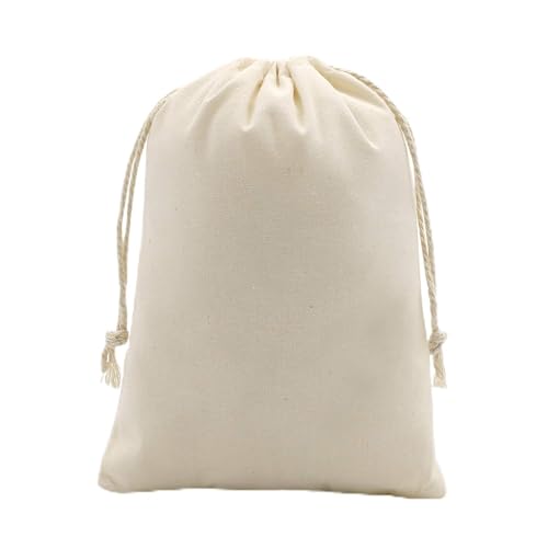 SumDirect 20Pcs Cotton Muslin Bags, Medium White Cotton Bag Gift Pouch with Drawstring Reusable Packing Storage Bags for Wedding, Party, Birthday(13x18cm)