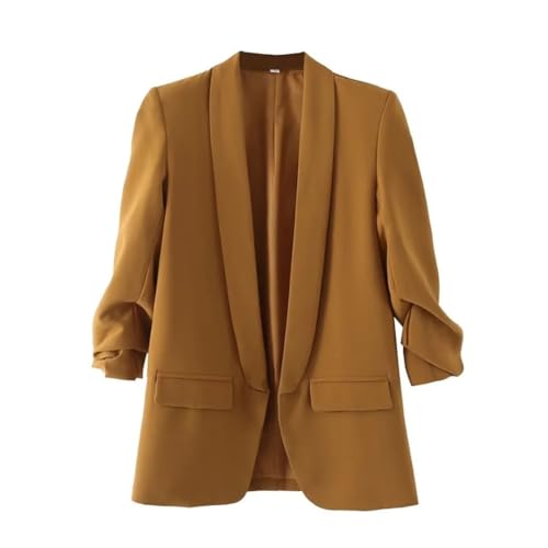 Blazer décontracté anti-plis veste légère manches plissées D001 - 4
