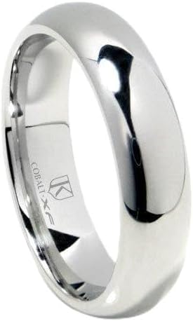 Titanium Kay Cobalt XF Chrome 6MM High Polish Plain Dome Wedding Band Ring