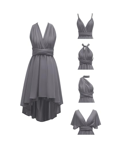 Image of Women's Short Convertible Dress with Bandeau High Low Infinity Bridesmaid Dresses Multi-Way Transformer Formal Dress