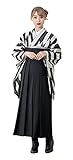 [SOUBIEN] ソウビエン 袴 4点 セット (二尺袖着物/袴/長襦袢/下帯) レディース 卒業式 SS 2尺2寸 83cm 矢羽根縞黒×黒 nis10046-hml00050