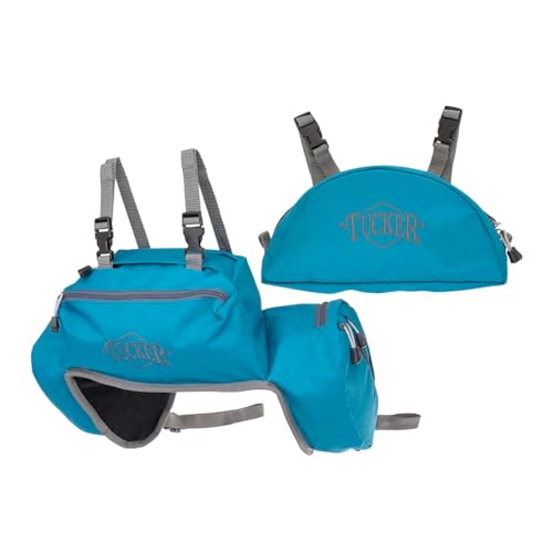 Circle Y Tucker Day Tripper Durable Water-Resistant Western Trail Horseback Riding Equestrian Gear Saddle Bag Set, Includes Fleece-Lined Foam-Padded Cantle Bag & Pommel Bag - Turquoise Blue