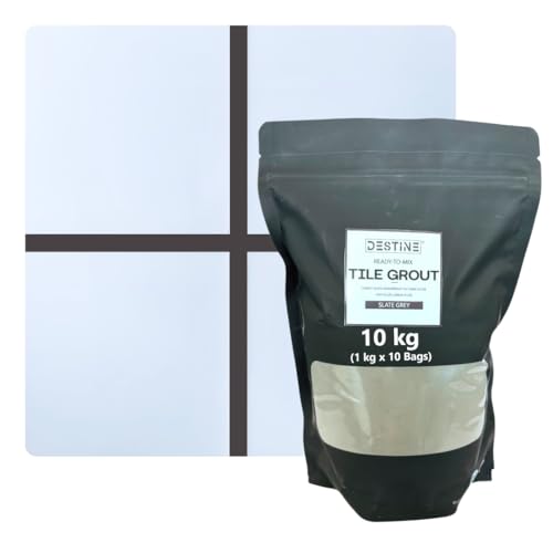 Image of DESTINE READY-TO-MIX inchTILE GROUT inch (16 COLOURS) (ALL PACKS: 100 Gm,250 Gm,400 Gm,800 Gm,1 Kg), Waterproof, Crack Filler, Cement Based Tile Gap Filler (10 Kg, Slate Grey)