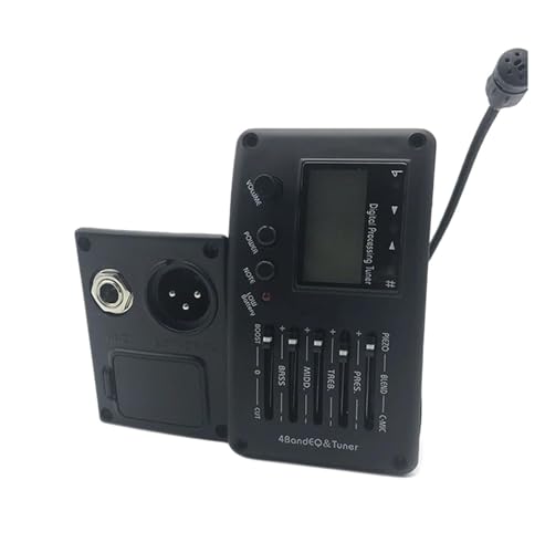 アコースティックギターのピックアップアクセサリー 4バンドアコースティックギターEQイコライザー、チューナーとマイクギターピックアップ付き
