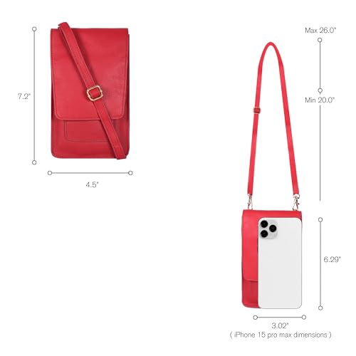 Image of Oak Leathers Small Crossbody Bag For Women - Mini Cell Phone Purse - Crossover Wallet Bag With Adjustable Shoulder Strap