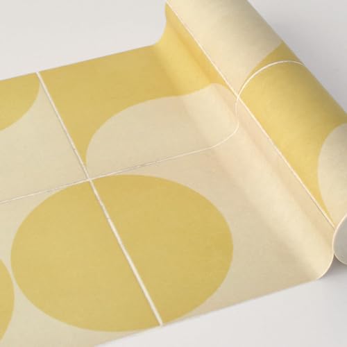 壁紙屋本舗 壁紙シール マスキングテープ はがせる 幅広 厚手 幅23cm×6m 1本 おしゃれ 北欧 柄 タイル 黄色 イエロー リメイクシート 壁 家具 EASY WALL TAPE イージーウォールテープ EWT09