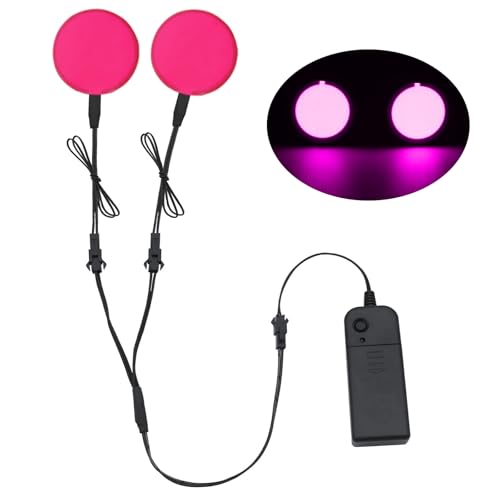 Image of Led Eyes for Mask Skeleton Ghost Black Cat Spider Pumpkin Spooky Tree, EL Panels Light for Cosplay DIY Themed Party Decor (Pink, 50mm)