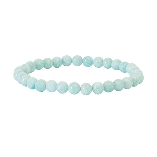 Garaulion Bracelet Pierre Précieuse Naturelle 6mm Bijoux Perles Boule Homme Femme Couple,Cadeau Papa Maman, (Amazonite)