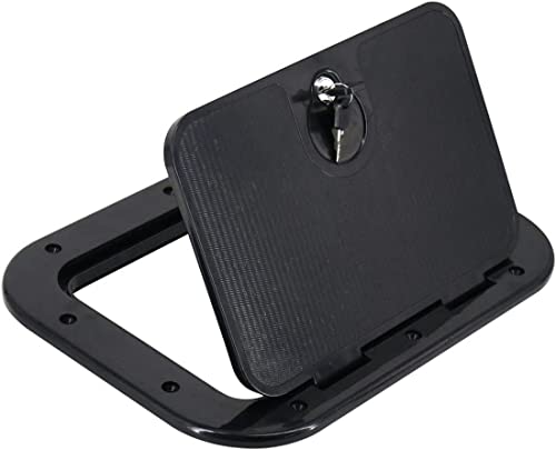 Marine Access Hatch, Boat Hatch with Key, Inspection Hatch with Detachable Covers, Hatch Replacement for Boat Yacht RV (Black)