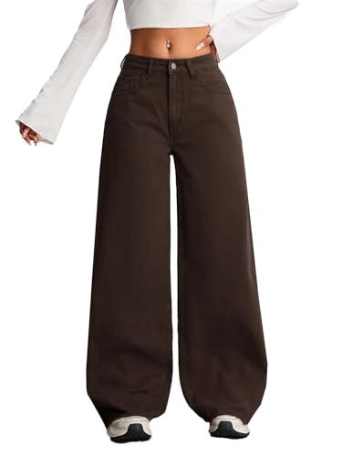 Image of TOPLOT Women's Jeans | High Rise Waist Design | Baggy Fit Style with Relaxed Silhouette | Trendy Look with Comfortable Wear | Easy Styling for Everyday Fashion | Casual, Streetwear (5204)
