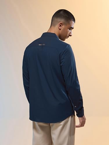 Image of TECHNOSPORT Men's Polyester Slim Fit Solid Casual Shirt with Ts Lytra