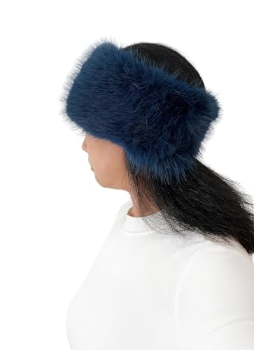 Lina & Lily Women's Winter Headband Head Ear Warmer Long Pile Faux Fur (Teal Blue) - Image 4